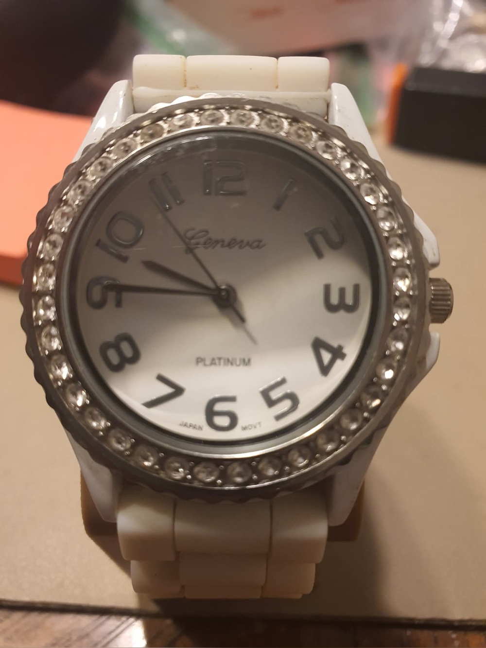🦋10/$20🦋 Geneva Silver/White Rhinestone Silicone Women's Watch